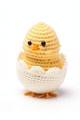 Cartoon chick crochet animal toy.