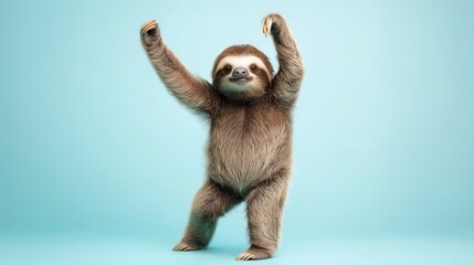 Obraz premium Joyful sloth performing dance in studio setting