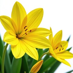 Obraz premium Bright yellow flower isolated on white background, garden, closeup