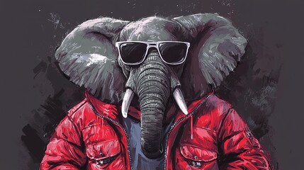 Elephant in Red Jacket, Sunglasses