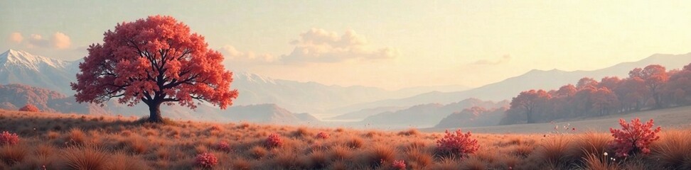 Muted landscape with soft, textured trees in a grunge aesthetic, nature, texture, muted colors