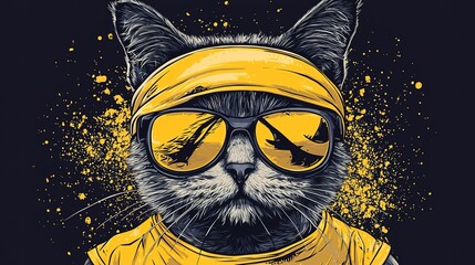 Cool Cat in Yellow Shades