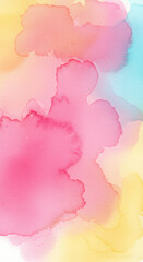 Obraz premium Abstract Watercolor Background Pastel Pink Yellow and Blue Hues Fluid Art Design