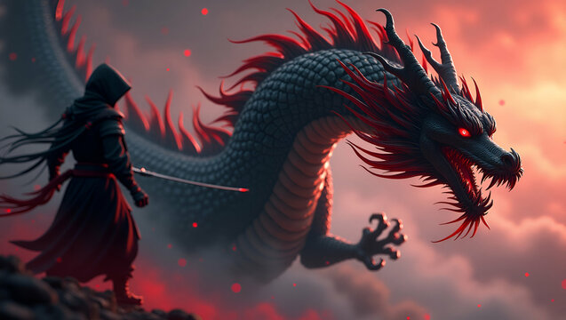 red dragon in the night
