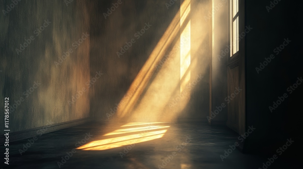 Poster a serene indoor scene showcasing soft light streaming through a window, creating a calm and harmonio
