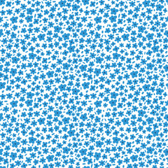 Seamless Pattern of Blue Flowers on a White Background