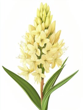 A detailed illustration of a yellow izote plant with green leaves.