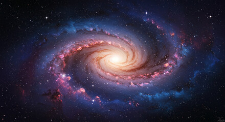 Majestic Spiral Galaxy Cosmic Nebula Stellar Dust Space Background Image