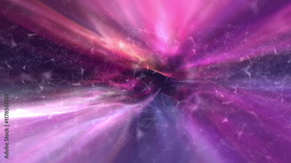 Poster loop colorful cosmos nebula light with digital lines animation.