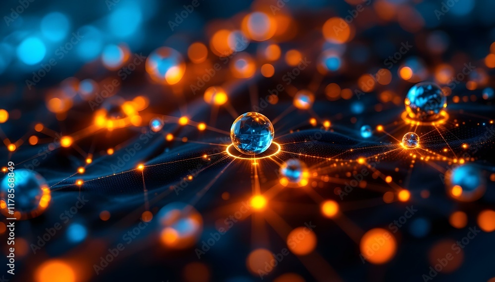 Aufkleber Abstract technology futuristic concept circle dot blue digital on hi tech future blue background network. Abstract technology background with circles. Big data, blockchain technology innovation