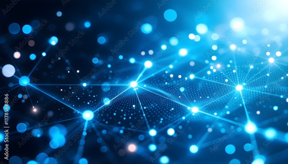 Aufkleber Abstract technology futuristic concept circle dot blue digital on hi tech future blue background network. Abstract technology background with circles. Big data, blockchain technology innovation