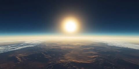 Experience a breathtaking view of a stunning sunrise over Earth taken from space, showcasing the beautiful landscape and serene atmosphere below.