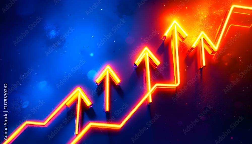 Aufkleber blue background with a series of arrows pointing upwards. the arrows are spaced out and appear to be