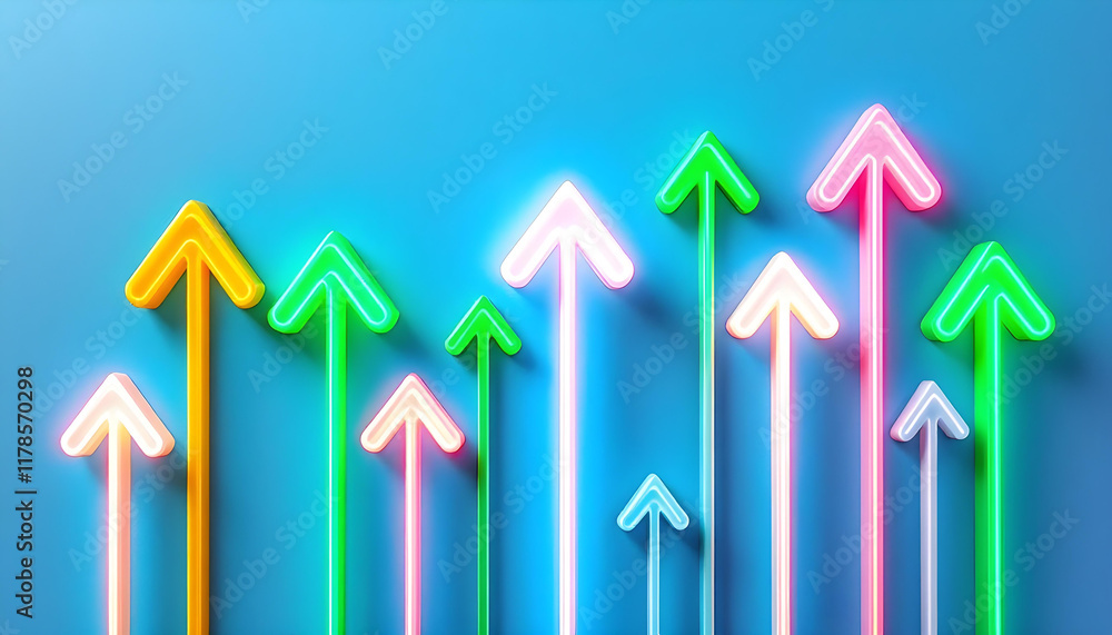 Aufkleber blue background with a series of arrows pointing upwards. the arrows are spaced out and appear to be