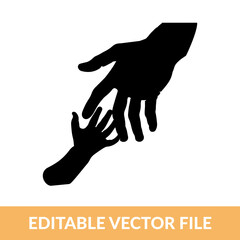 father and daughter hands silhouette icon