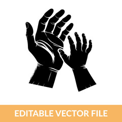 father and daughter hands silhouette vector