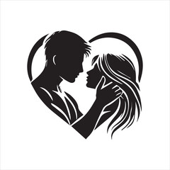 Silhouette of a Couple Icon Logo Vector on White Background
