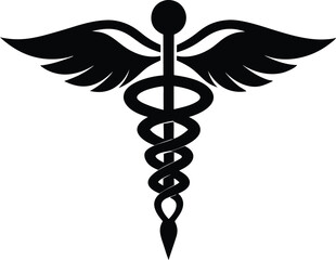 Caduceus medical symbol silhouette vector, Caduceus medical icon