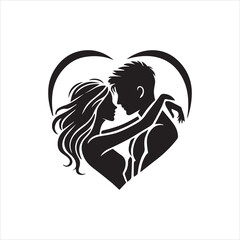 Silhouette of a Couple Icon Logo Vector on White Background
