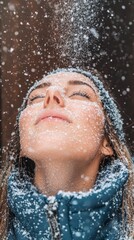 Woman Enjoying Snowfall  Winter Wonderland  Cold Weather  Snowy Day