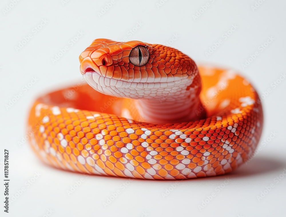 Poster stunning orange snake with unique patterns and intricate scales, captured in a minimalist setting ag