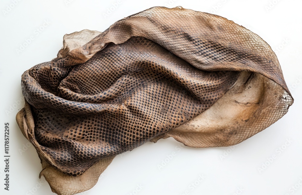 Poster Textured Fabric with Brown and Beige Patterns Showing Intricate Design and Flowing Shape on Neutral Background Ideal for Various Artistic Applications