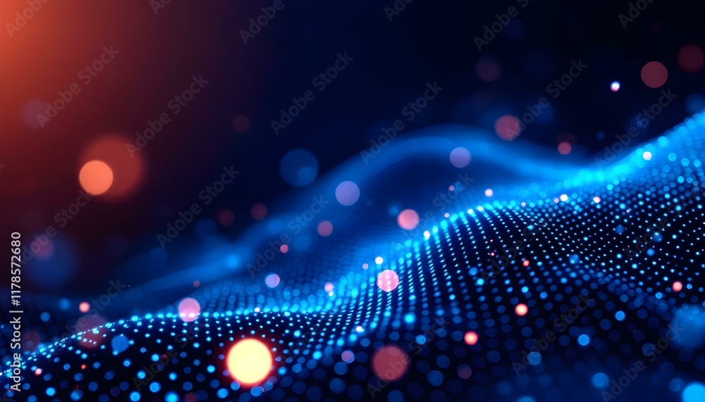 Aufkleber Blue tech finance background abstract pixel element network. Abstract business tech science background. Web3 abstract background with glitch technique. Blue digital futuristic abstract background