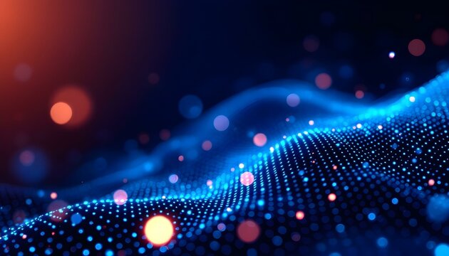 Blue tech finance background abstract pixel element network. Abstract business tech science background. Web3 abstract background with glitch technique. Blue digital futuristic abstract background