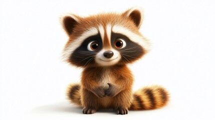 Obraz premium Adorable cartoon raccoon sitting.