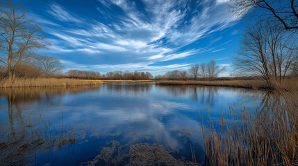 Fototapeta premium 湖, 水, 空, 風景, 自然, 雲, 雲, 夕焼け, 森, 川, 海, サマータイム, 山, 落ち着いた, 青, 木, 日の出, 美しさ, 秋, いけ, 景色, 美しい, 全景, 落ち着いた