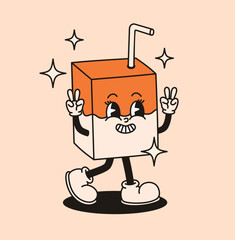 Groovy retro character juice. Flat vector illustration.