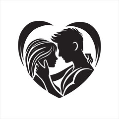 Silhouette of a Couple Icon Logo Vector on White Background
