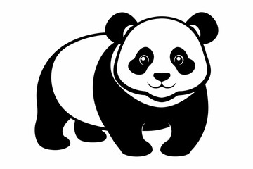 Panda illustrated in flat 2D vector art. Cuddly Bear Vector Design. Panda Silhouette Template Cute Animal Icon For Crafts And Design


