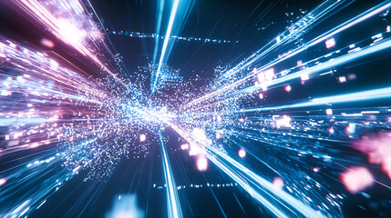 Obraz premium 3d illustration of abstract background with glowing particles in cyberspace