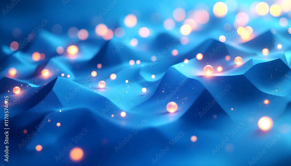 Aufkleber abstract blue background with 3d glowing polygonal shapes. futuristic metaverse digital cubes block 