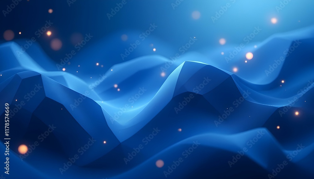 Poster abstract blue background with 3d glowing polygonal shapes. futuristic metaverse digital cubes block 