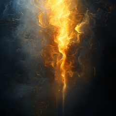 Obraz premium This stunning image showcases a luminous light effect with radiant golden hues set against a dark background, creating a captivating abstract visual perfect for artistic projects.