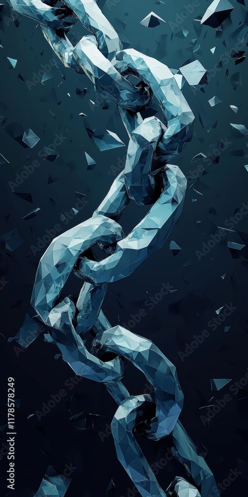 Aufkleber a chain is shown in a blue background with a lot of broken pieces. the chain is shown in a way that 