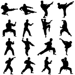 martial art karate silhouettes collection