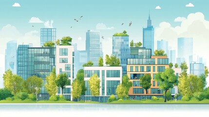 Fototapeta premium Smart building design concept for modern cities, illustrating advanced and sustainable urban planning. 