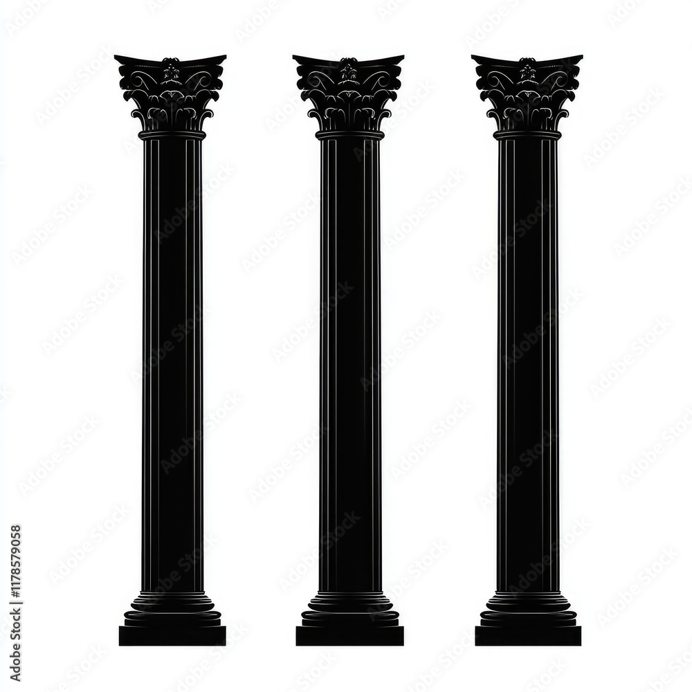 Poster Three Classic Columns: Ancient Architecture Design