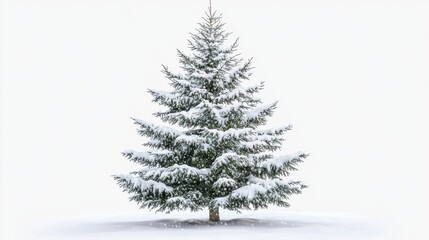 Snow-covered pine tree in winter, beautifully isolated with transparent background for seasonal designs.