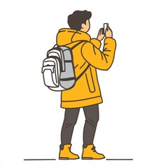 Obraz premium Traveler taking a photo during an adventure trip