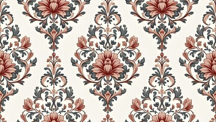 Obraz premium Elegant Vintage Damask Pattern for Seamless Wallpaper and Fabric