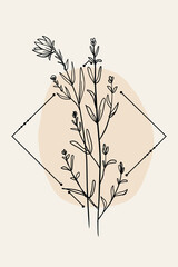 boho background, Hand drawn boho botanical art illustration, Beige botanical art illustration , botanical background, leaves illustration,leaf wallpaper