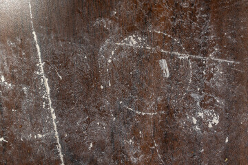 Textura de mesa de madera café manchada con harina blanca