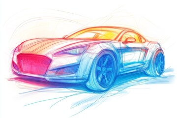 Naklejka premium Colorful Abstract Car Design Sketch