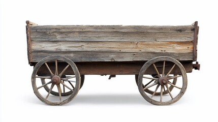 Obraz premium Rustic wooden wagon isolated on white.