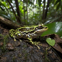 Obraz premium Rainy Day in the Rainforest: Eungella Torrent Frog Relaxing in Peace