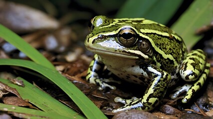 Obraz premium Peaceful Rainy Day in the Rainforest with Eungella Torrent Frog